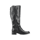 Tiefschwarze Rieker Damen Hochschaftstiefel Z7361-00 mit einer robusten Profilsohle. Schuh Innenseite