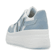 Blaue vegane Rieker Damen Sneaker Low M7815-10 mit einer Schnürung. Schuh von hinten.