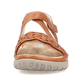 Nussbraune Rieker Damen Riemchensandalen 64878-24 mit einem Klettverschluss. Schuh von vorne.