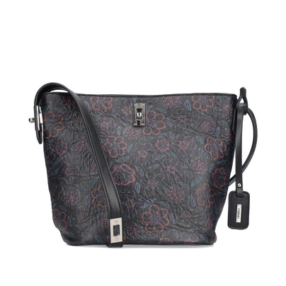 Rieker Handtasche H1657-90 in Schwarz mit Innenfach, Reißverschluss und Handyfach. Vorderseite.