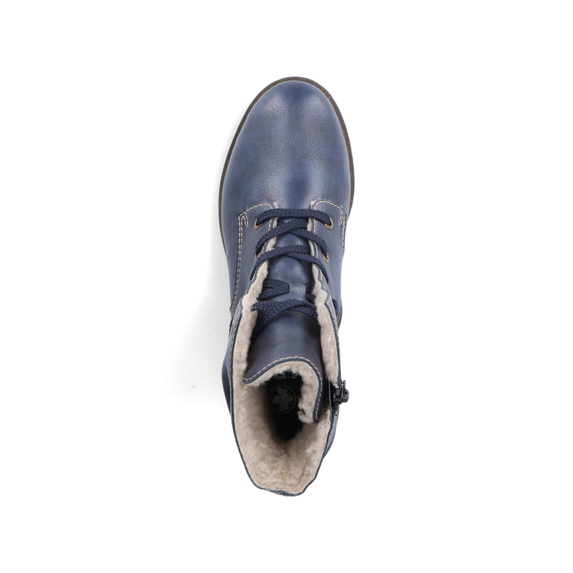 Asphaltschwarze Rieker Damen Stiefeletten 71675-01 mit Reißverschluss. Schuh Innenseite