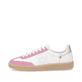 Weiße Rieker Damen Sneaker Low W2200-86 mit Schnürung sowie abriebfester Sohle. Schuh Außenseite.