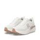 Weisse Rieker Sport Damen Sneaker Low W4101-80. Schuhpaar seitlich schräg.
