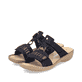 Mules Rieker noires pour femme 60881-00 avec fermeture velcro. Chaussures inclinées sur le côté.