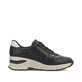 Schwarze Rieker Damen Sneaker Low N9301-00 mit einem Reißverschluss. Schuh Innenseite.