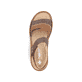 Braune Rieker Damen Riemchensandalen V2860-24 mit handgestickten Nähten. Schuh von oben.
