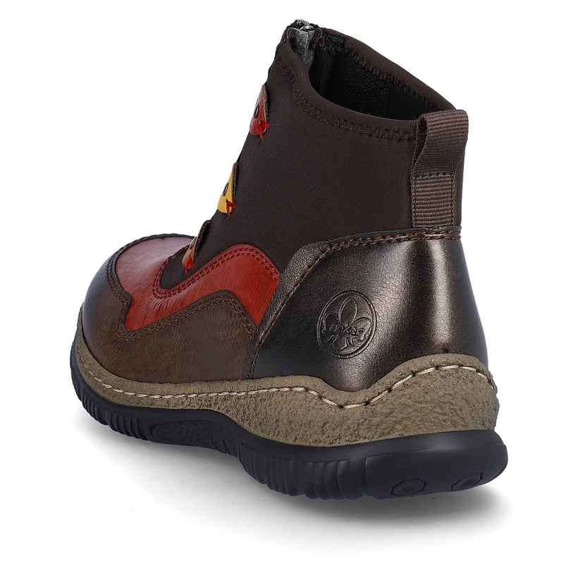 Schwarze Rieker Damen Slipper N3277-25 mit Reißverschluss sowie einer leichten Sohle. Schuh von hinten