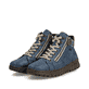 Blaue Rieker Damen Schnürstiefel N1305-14 aus Glattleder. Schuhpaar seitlich schräg.