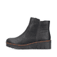
Graphitschwarze Rieker Damen Kurzstiefel X9165-00 mit einer Profilsohle mit Keilabsatz. Schuh Außenseite