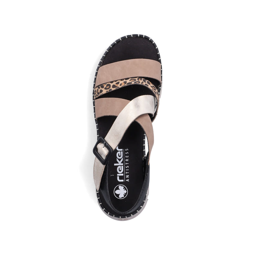 Sandales compensées Rieker multicolores pour femme V1063-90. Chaussure vue de dessus.