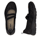 Schwarze Rieker Ballerinas M5075-00 mit einem Gummizug sowie der Komfortweite G. Schuh von oben, liegend.
