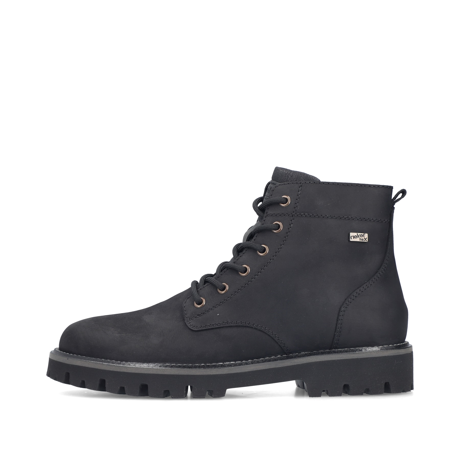 Schwarze Rieker Herren Schnürstiefel 30424-00 aus Rauleder. Schuh Außenseite.