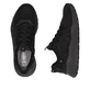 Schwarze Rieker Herren Sneaker Low U1303-00 mit Gummizug sowie flexibler Sohle. Schuh von oben, liegend.