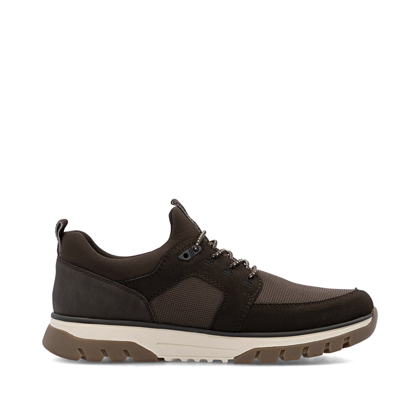 Braune Rieker Herren Slipper B9351-25 mit einem Gummizug sowie der Extraweite H. Schuh Innenseite.