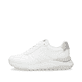 Weiße Rieker Damen Sneaker Low W2502-80 mit Schnürung sowie super leichter Sohle. Schuh Außenseite.