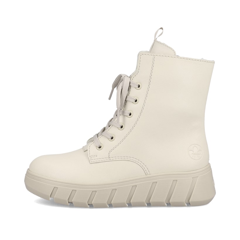 Braunbeige Rieker Damen Stiefeletten Y2594-20 mit Reißverschluss sowie Blockabsatz. Schuh Innenseite