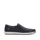 Blaue Rieker Herren Slipper 08868-15 mit Elastikeinsatz sowie Löcheroptik. Schuh Innenseite.