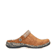Braune Rieker Damen Clogs 46383-24 mit modischen Flechtelementen. Schuh Innenseite.