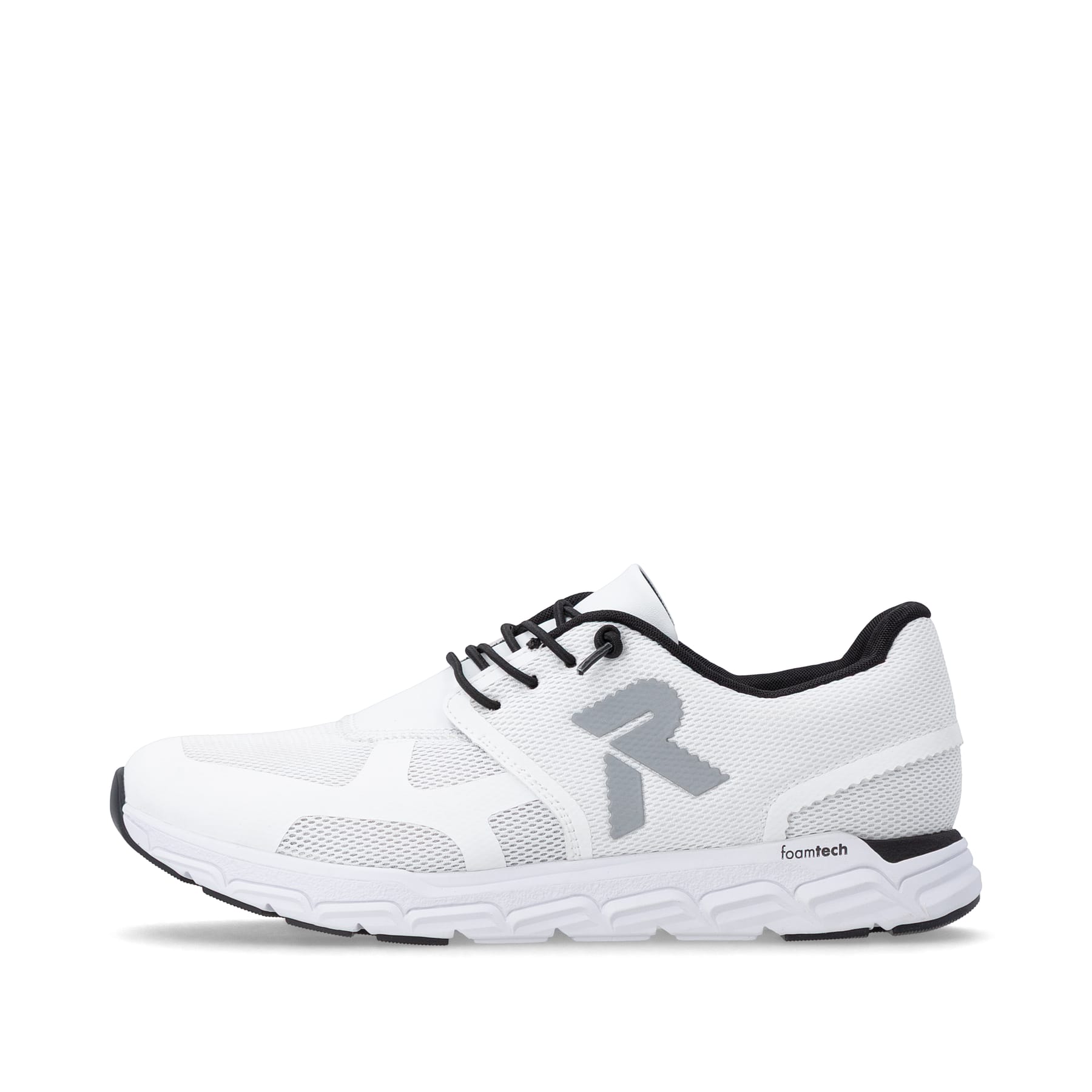 Baskets basses Rieker blanches pour femme M9000-80 avec lacets. Côté extérieur de la chaussure.