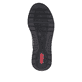Khaki-schwarze Rieker Damen Slipper 53153-54 mit Gummizug sowie der Extraweite H. Schuh Laufsohle.