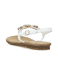 Kristallweiße Rieker Damen Riemchensandalen 64271-80 mit einer Schnalle. Schuh von hinten.