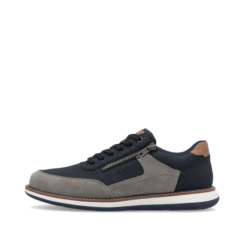 Blaue Rieker Herren Schnürschuhe 04401-14 mit einem Reißverschluss. Schuh Außenseite.