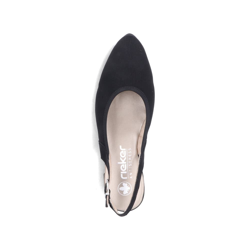 Escarpins Ã  bride Rieker noirs pour femme 47060-00 avec boucle. Chaussure vue de dessus.