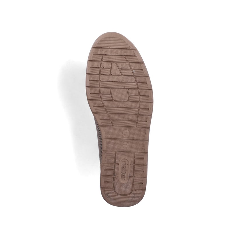 Beige Rieker Herren Slipper 11960-64 mit einem Gummizug sowie der Komfortweite G. Schuh Laufsohle.