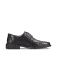 Schwarze Rieker Herren Slipper B0853-00 mit Klettverschluss sowie Extraweite H. Schuh Innenseite.