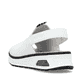 Weiße Rieker Keilsandaletten 65615-80 mit Rieker Air Sohlenfenster. Schuh von hinten.