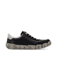 Schwarze Rieker Damen Slipper L0363-00 mit einem Reißverschluss. Schuh Innenseite.