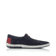 Blaue Rieker Herren Slipper B4554-14 mit einem Gummizug sowie Komfortweite G 1/2. Schuh Innenseite.