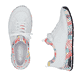 Mocassins Rieker blancs femme 44562-80 avec fenêtre de semelle Rieker Air. Chaussure vue de dessus, couchée.