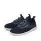 Blaue Rieker Herren Slipper 08365-14, Barfußschuhe mit einem Gummizug. Schuhpaar seitlich schräg.