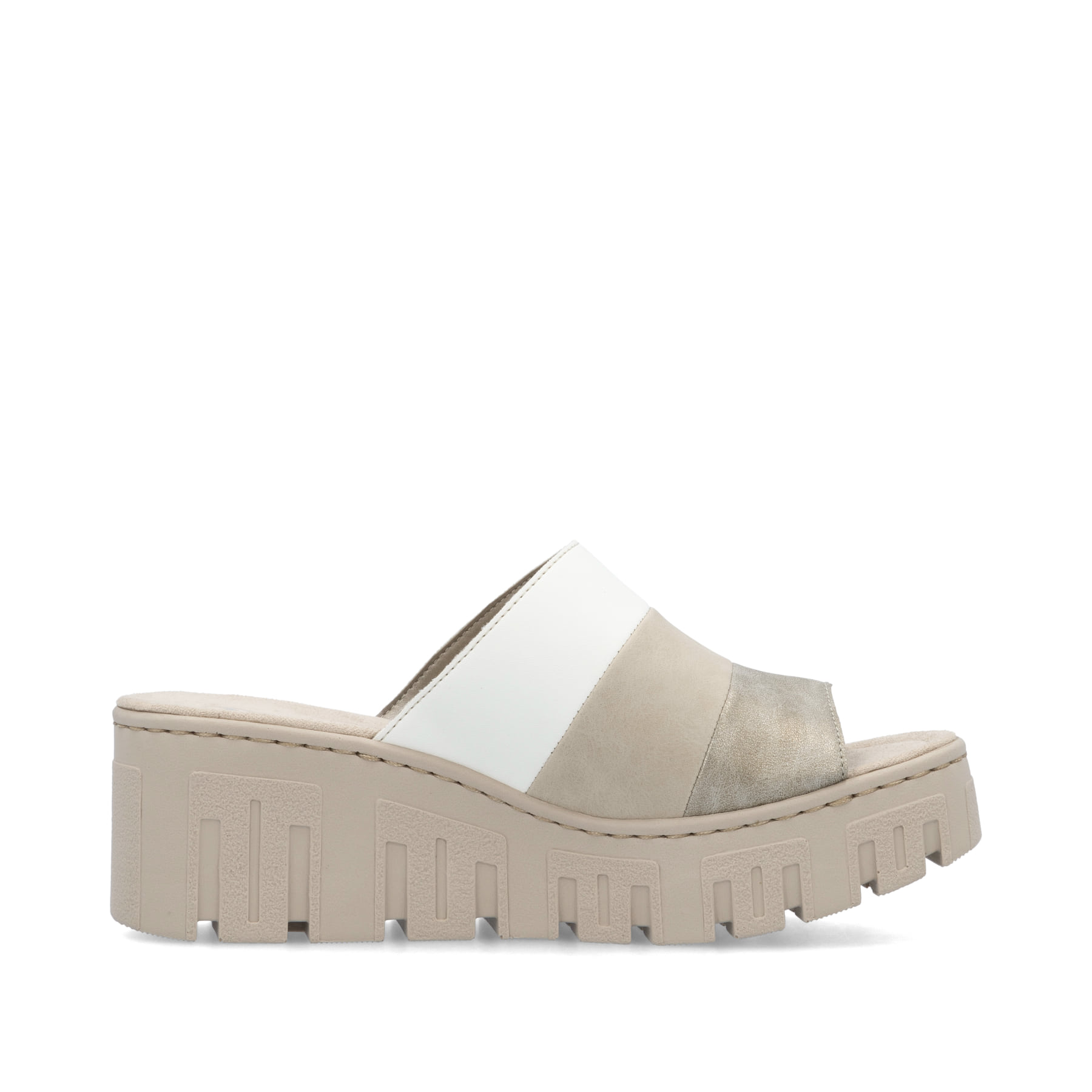 Mules Rieker beiges végétaliennes pour femme 68092-62. Intérieur de la chaussure.