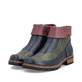 Dunkelblau-weinrote Rieker Damen Kurzstiefel Z9383-90 mit einem Reißverschluss. Schuhpaar seitlich schräg.