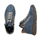 Blaue Rieker Damen Schnürstiefel N1305-14 aus Glattleder. Schuh von oben, liegend.