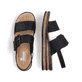 Schwarze Rieker Keilsandaletten 62950-00 mit trendigen Schnalle. Schuh von oben, liegend.