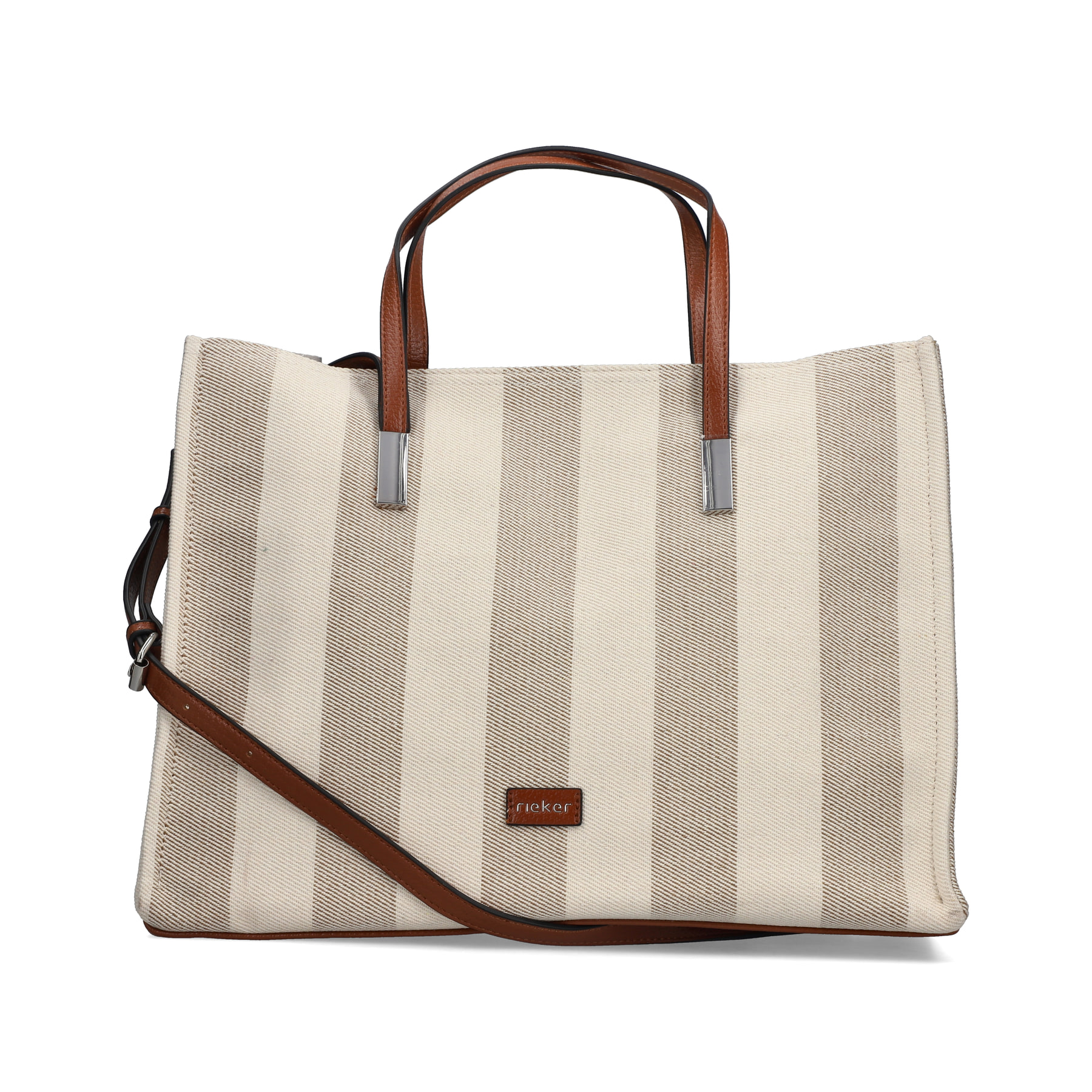 Sac à main Rieker H1074-90 beige avec fermeture éclair et sangle d’épaule amovible et ajustable. Devant.