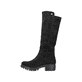 
Tiefschwarze Rieker Damen Hochschaftstiefel 76890-00 mit einer robusten Profilsohle. Schuh Außenseite