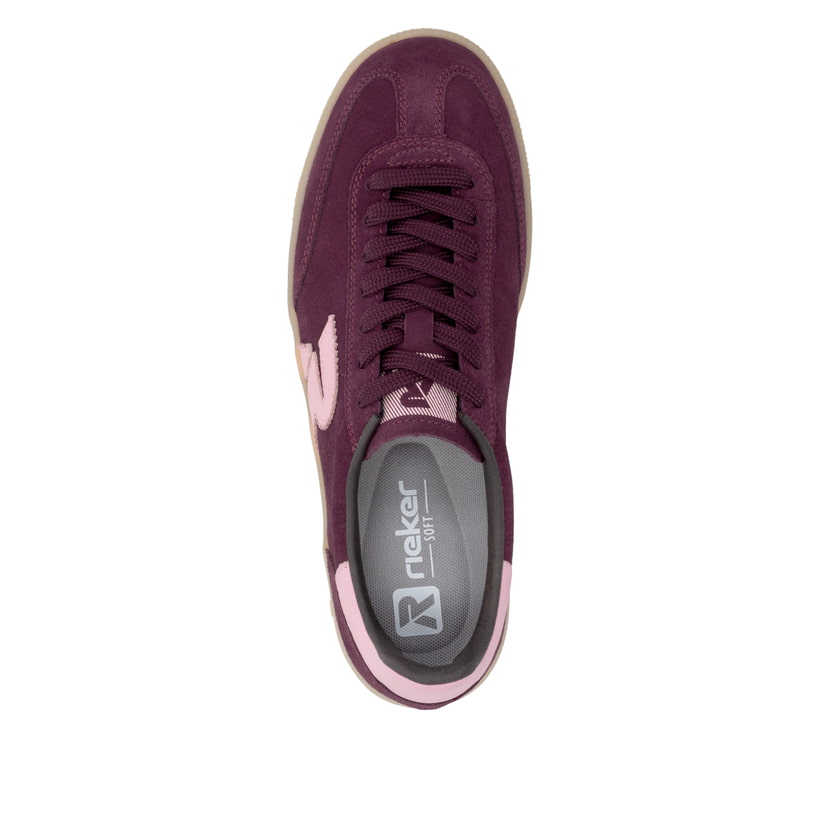 Basketes basses rouges Rieker Sport pour femmes W2200-36. Chaussure vue de dessus.