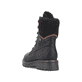 Schwarze Rieker Damen Schnürstiefel 73230-00 mit wasserabweisender TEX-Membran. Schuh von hinten.