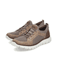 Beige Rieker Herren Slipper B6660-64 mit einem Gummizug sowie Komfortweite G 1/2. Schuhpaar seitlich schräg.