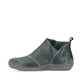 Petrolfarbene Rieker Damen Slipper 52574-54 mit einem Reißverschluss. Schuh Außenseite.