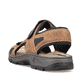 Braune Rieker Herren Trekkingsandalen 26156-25 mit einem Klettverschluss. Schuh von hinten.