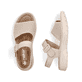 Beige Rieker Damen Riemchensandalen V8554-60 mit trendigen Schnalle. Schuh von oben, liegend.