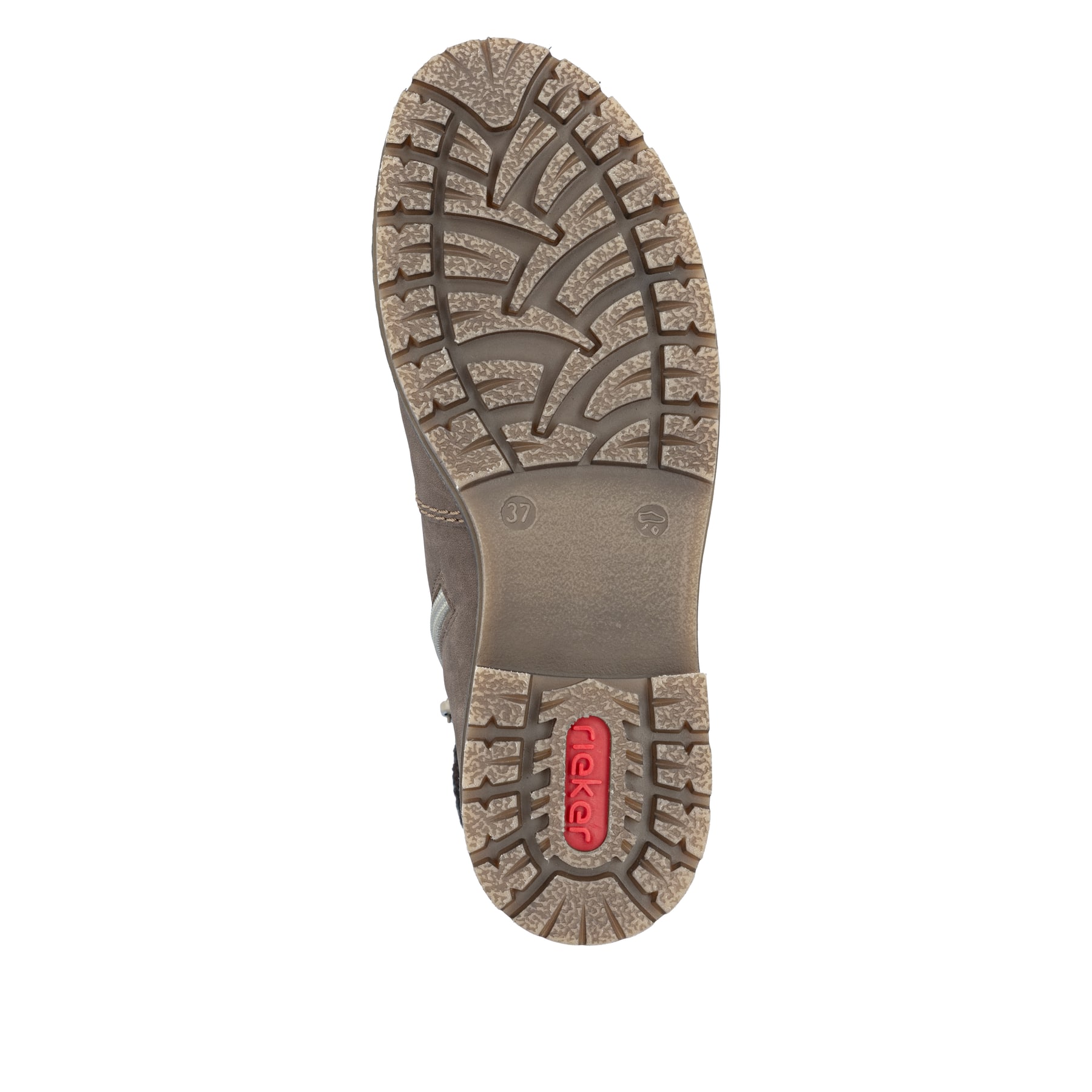 Zimtfarbene Rieker Damen Schnürstiefel Y9118-24 mit Strick-Kragen. Schuh Laufsohle.