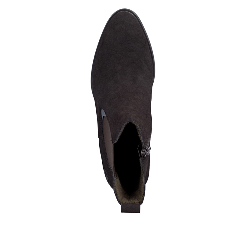Chelsea Boots Rieker marron pour femmes 74160-25 avec fermeture éclair. Chaussure vue de dessus.