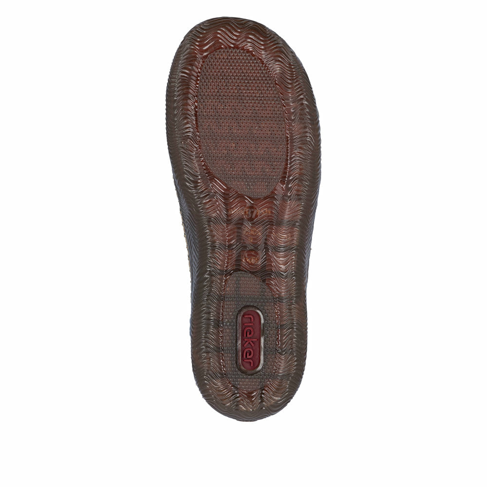 Mehrfarbige Rieker Damen Schnürschuhe N2400-14 mit handgestickten Nähten. Schuh Laufsohle.