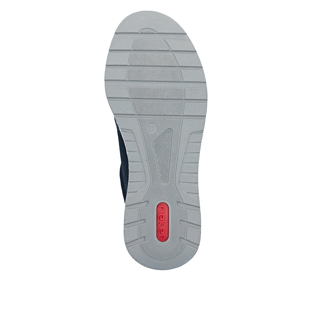Blaue Rieker Damen Sneaker Low 53101-14 mit Reißverschluss sowie Extraweite H. Schuh Laufsohle.
